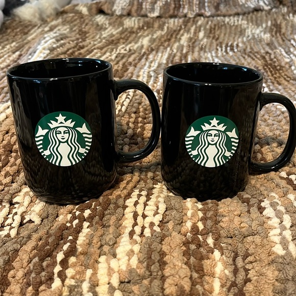 Starbucks Other - Starbucks coffee mugs sold in pairs ceramic 15oz black with logo microwaveable